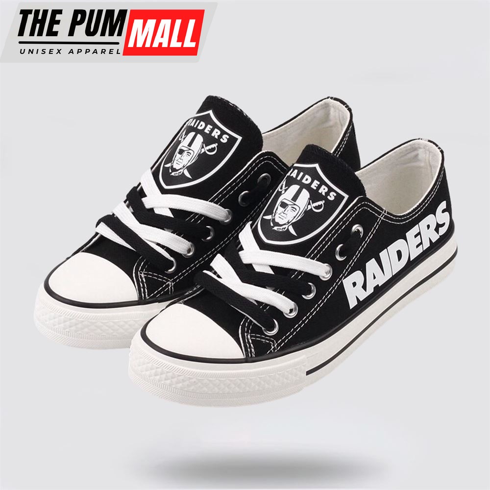 NFL Las Vegas Raiders Low Top Canvas Shoes Sport Sneakers Experience The Perfect Blend Of Style And Performance