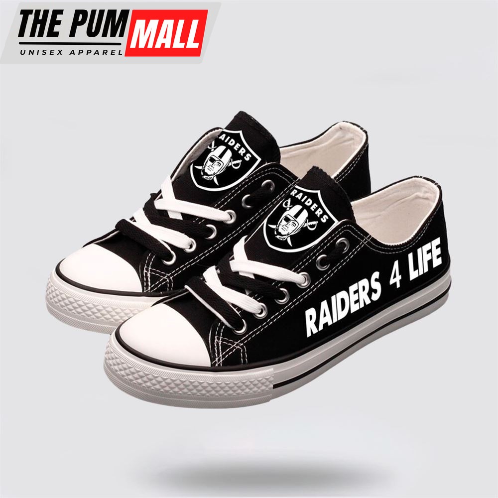 NFL Las Vegas Raiders Low Top Canvas Shoes Sport Sneakers Fuel Your Passion For The Game With Every Stride