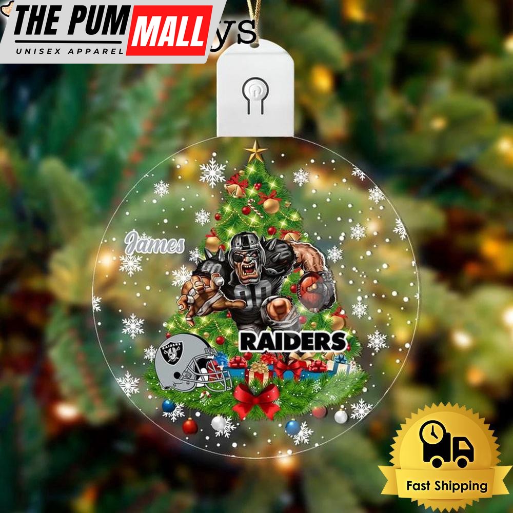 NFL Las Vegas Raiders Raging Warrior Custom Circle Led Acrylic Ornament Limited Edition