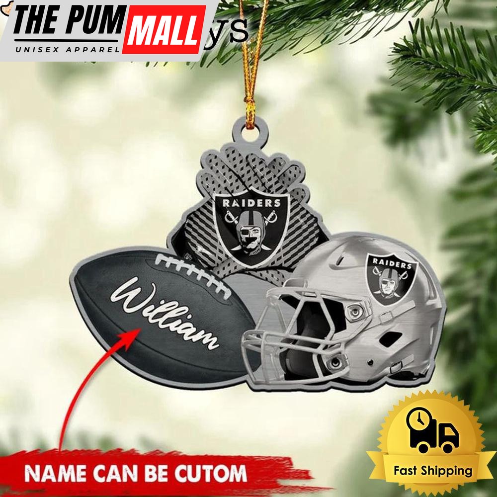 NFL Las Vegas Raiders Rugby And Helmet Custom Christmas Ornament Limited Edition