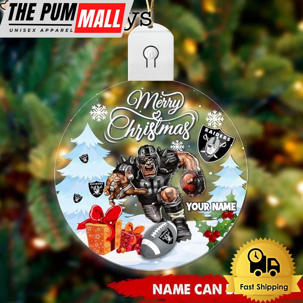 NFL Las Vegas Raiders Rushing Warrior Custom Circle Led Acrylic Ornament Limited Edition