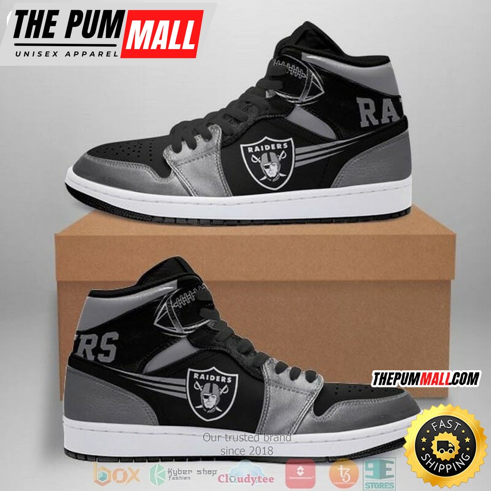 NFL Las Vegas Raiders Silver Black Air Jd 1 High Sneakers
