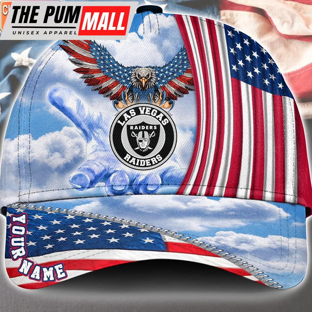 NFL Las Vegas Raiders Special American Flag Veterans Custom Cap