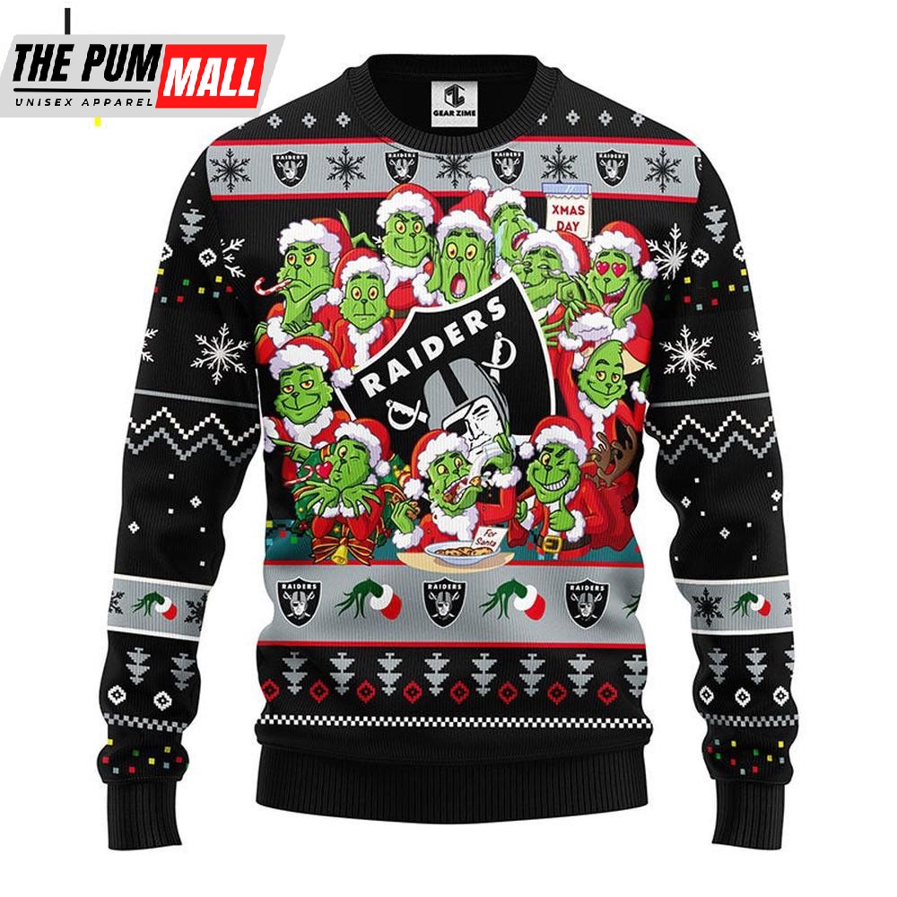 NFL Las Vegas Raiders The Gricnh Christmas Ugly Sweater