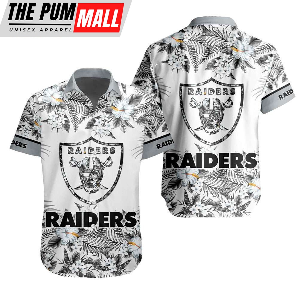 NFL Las Vegas Raiders Tropical Floral Hibiscus Hawaiian Shirt
