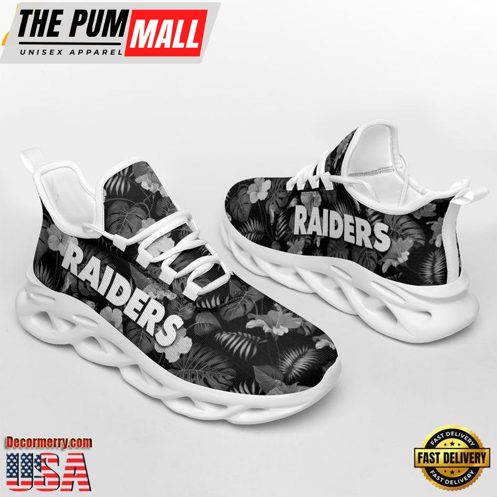 NFL Las Vegas Raiders Tropical Flowers Max Soul Shoes , Running Sneakers Shoes