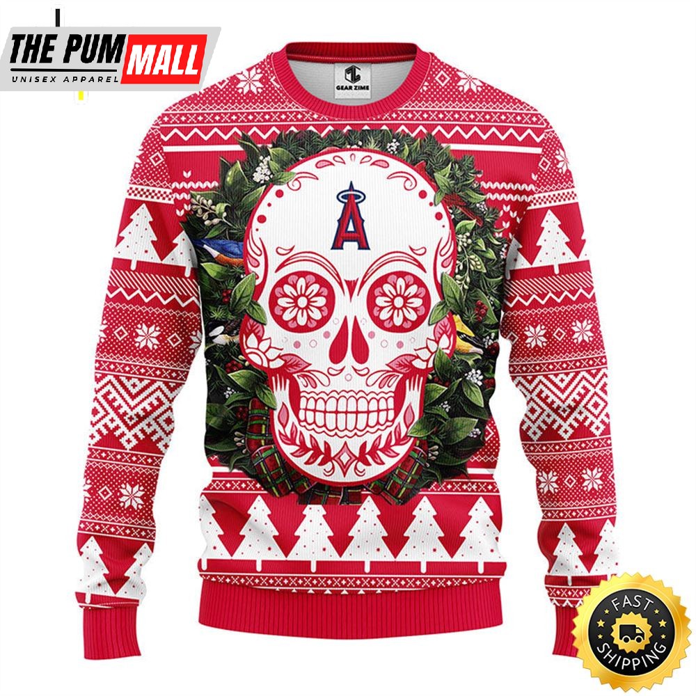 NFL Los Angeles Angels Skull Flower Ugly Christmas Ugly Sweater