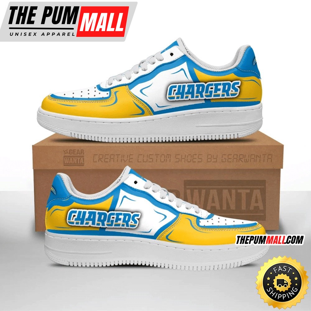 NFL Los Angeles Chargers Air Force 1 Shoes Football Sports Sneaker Shoes