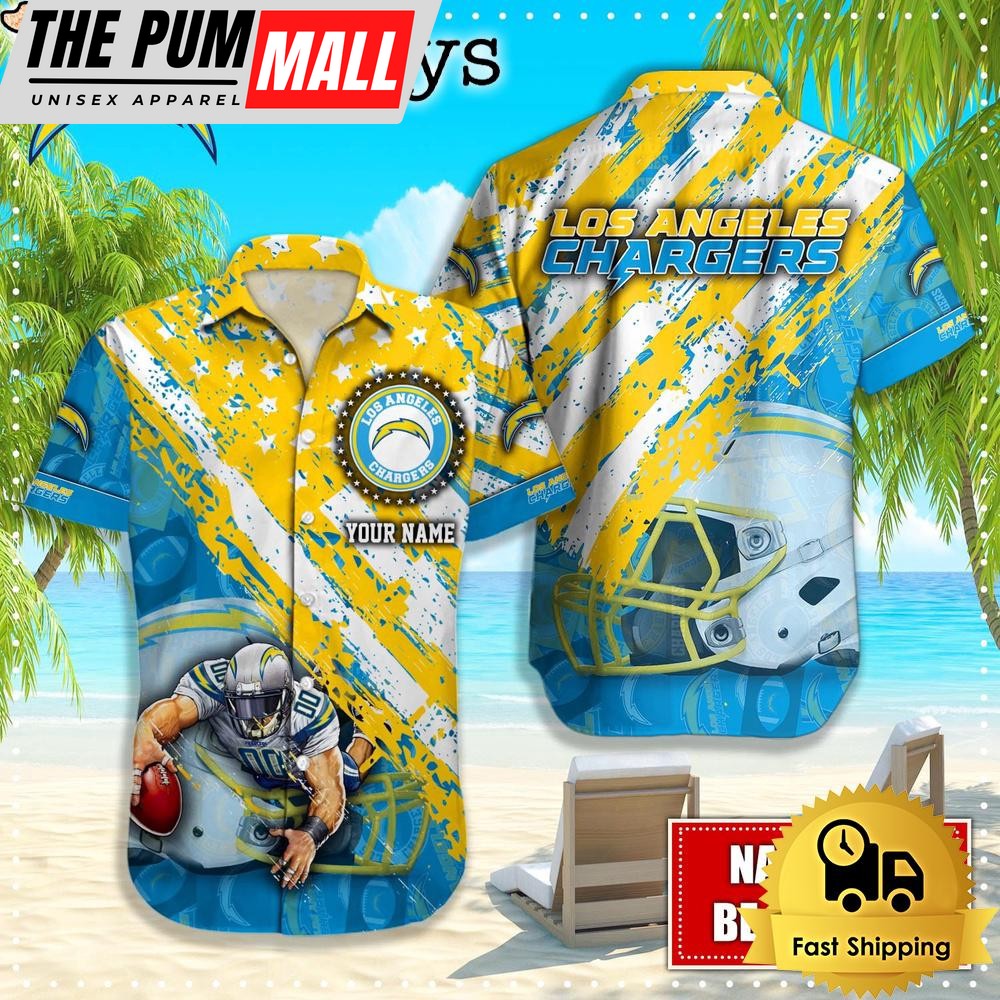 NFL Los Angeles Chargers American Flag Custom Hawaiian Shirts