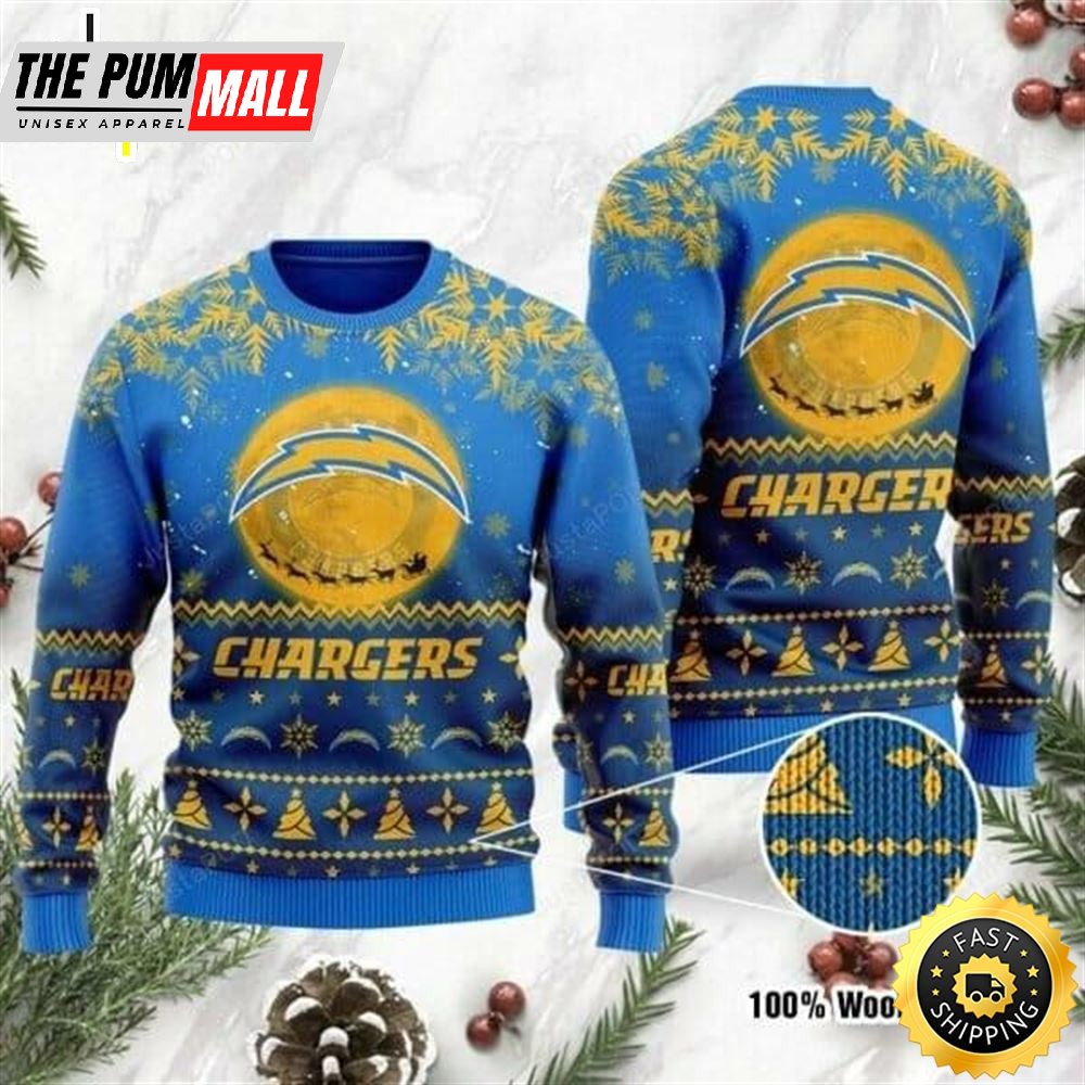NFL Los Angeles Chargers Blue Gold Christmas Ugly Sweater
