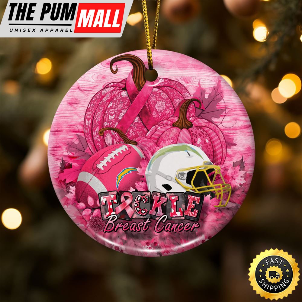 NFL Los Angeles Chargers Breast Cancer And Sport Team Ceramic Ornament Limited Edition