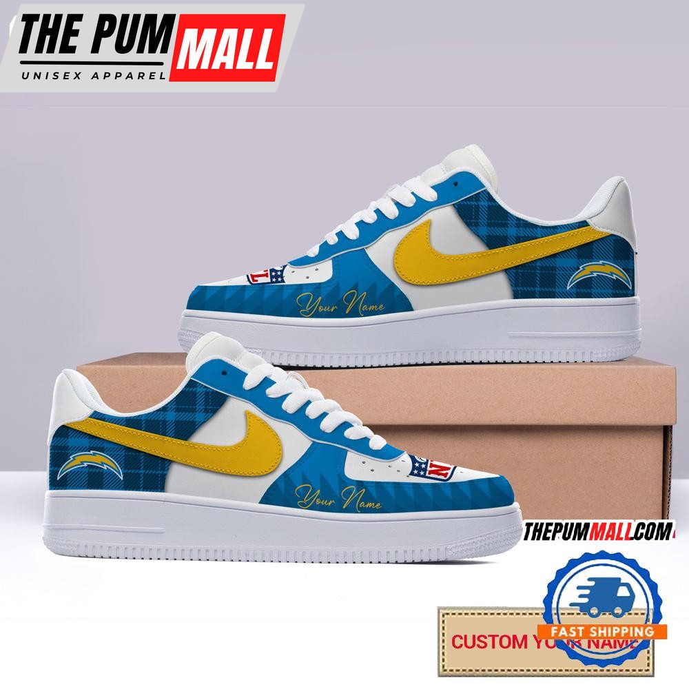 NFL Los Angeles Chargers Christmas Logo Pattern Custom Air Force 1 Shoes Sneaker