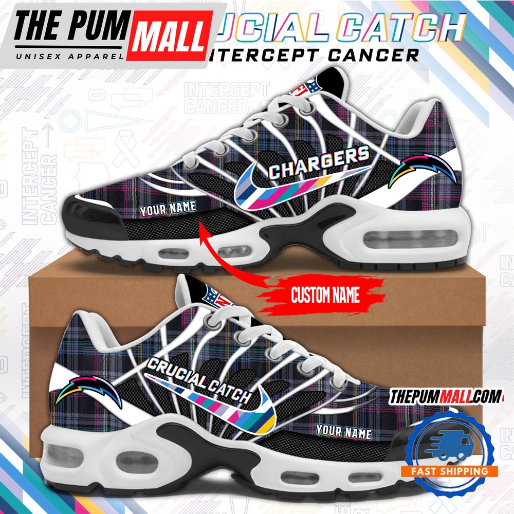 NFL Los Angeles Chargers Crucial Catch Intercept Cancer Air Max Plus Shoes Sneaker