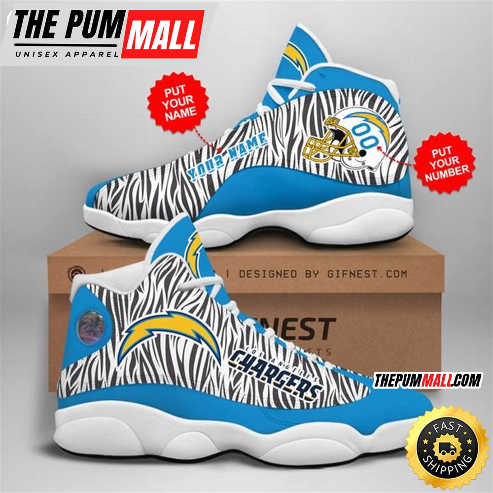 NFL Los Angeles Chargers Custom Name Number Air Jd 13 Shoes V2