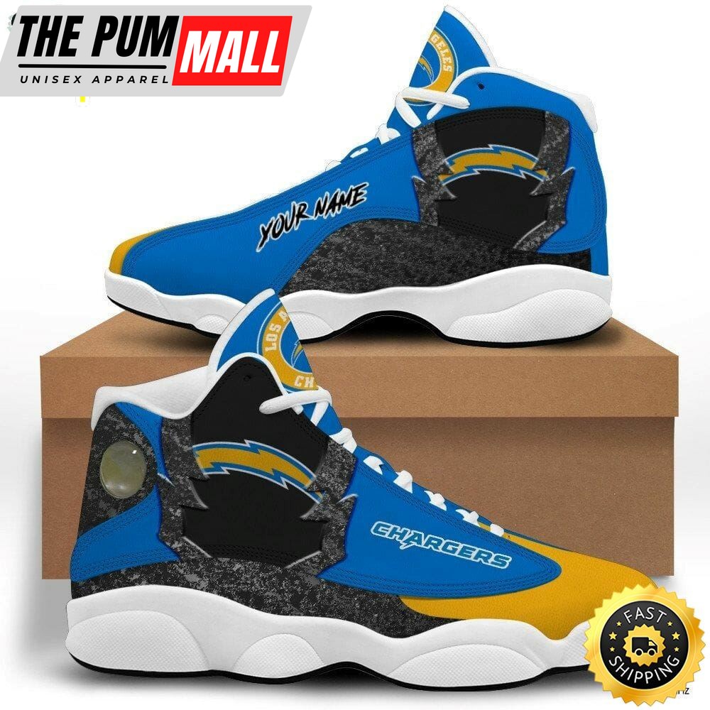 NFL Los Angeles Chargers Custom Name Powder Blue Gold Air Jd 13 Shoes
