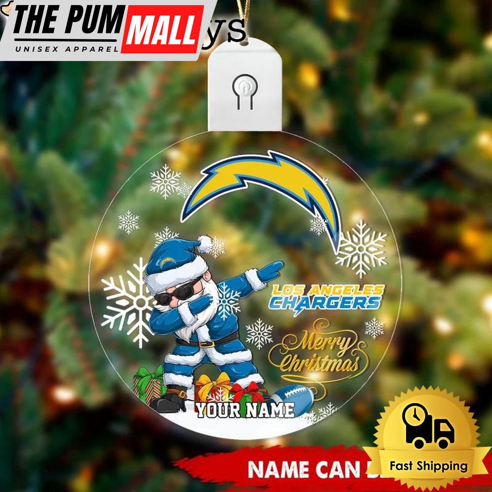 NFL Los Angeles Chargers Dabbing Santa Custom Circle Led Acrylic Ornament Limited Edition