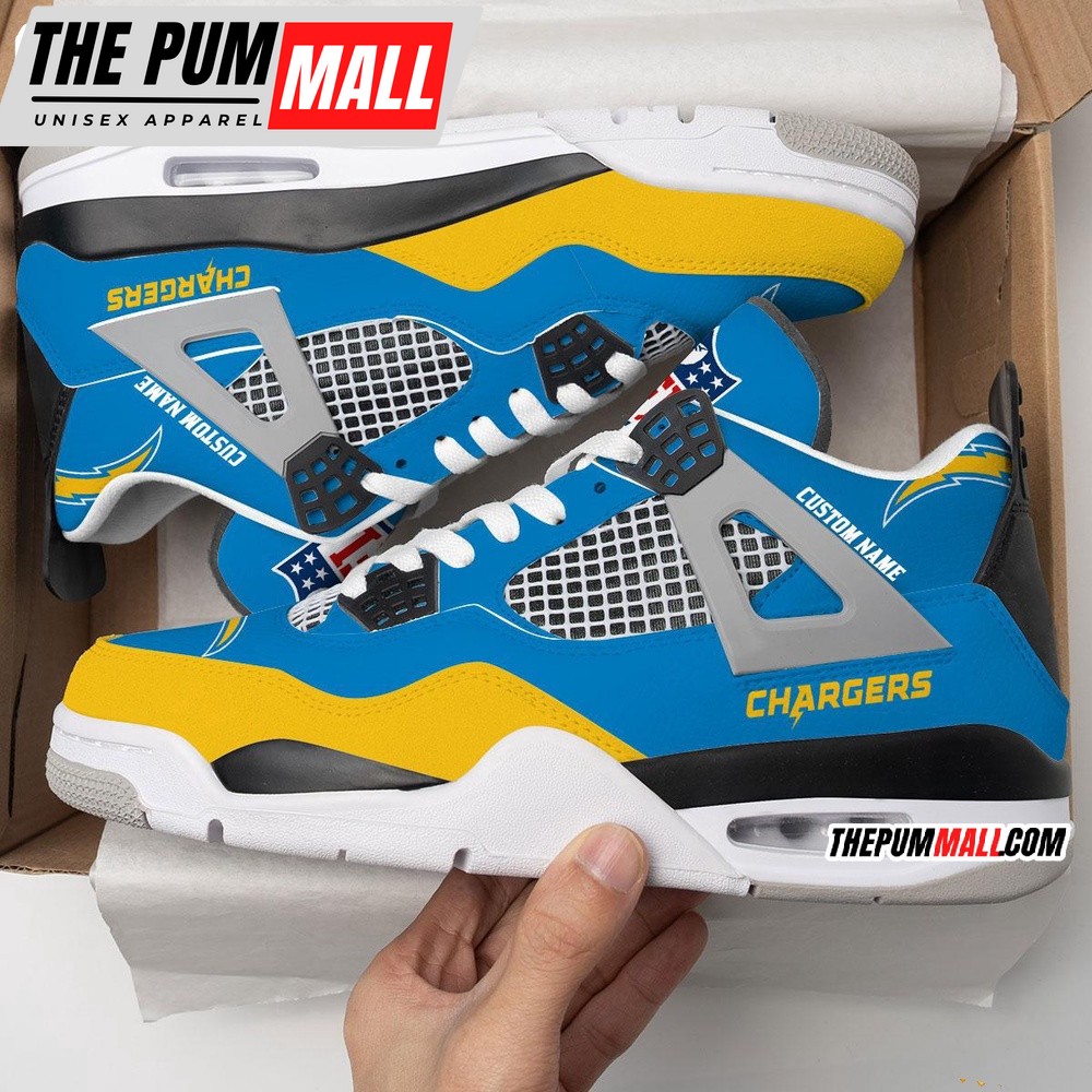 NFL Los Angeles Chargers Football Team Air Jd 4 Shoes, Personalized AJ4 Sneaker