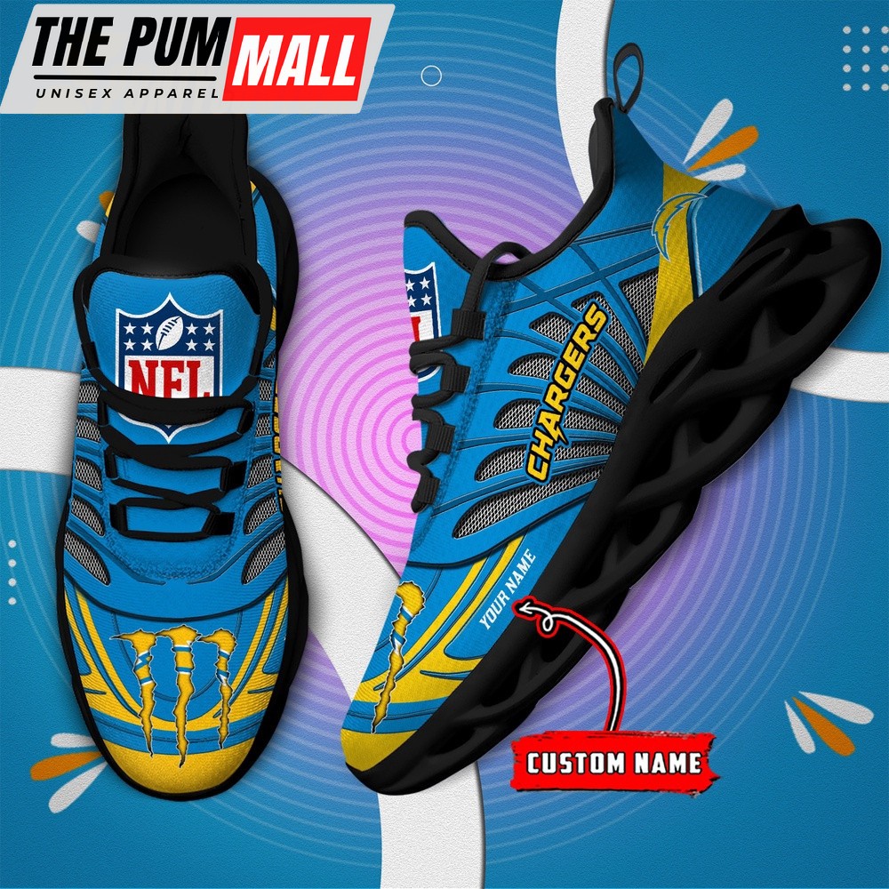 NFL Los Angeles Chargers Football Team Design Max Soul Shoes