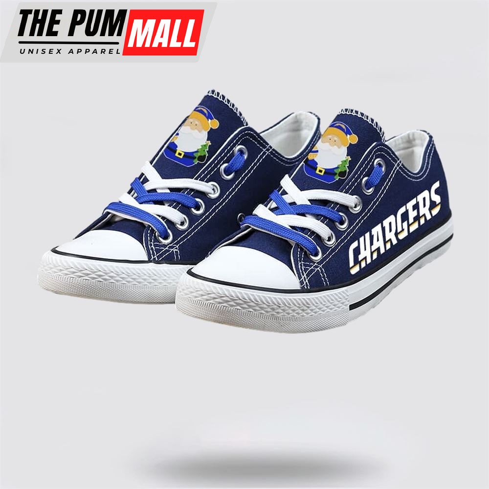 NFL Los Angeles Chargers Low Top Canvas Print Chrismas Design Shoes Sport Sneakers