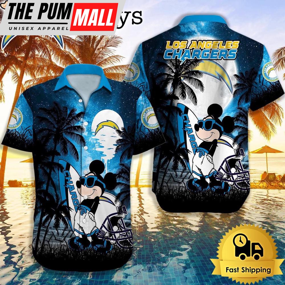 NFL Los Angeles Chargers Mickey Mouse Summer Hawaiian Shirt, Disney Hawaiian Shirt