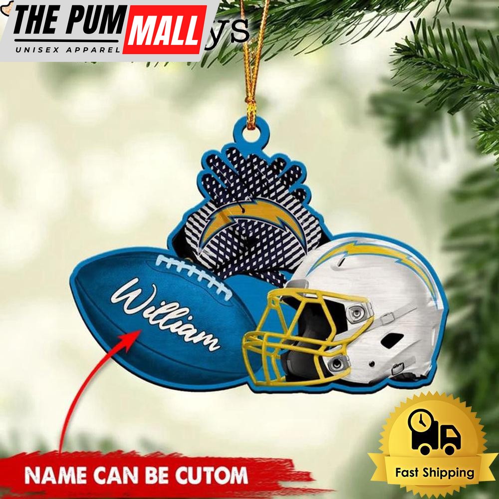 NFL Los Angeles Chargers Rugby And Helmet Custom Christmas Ornament Limited Edition