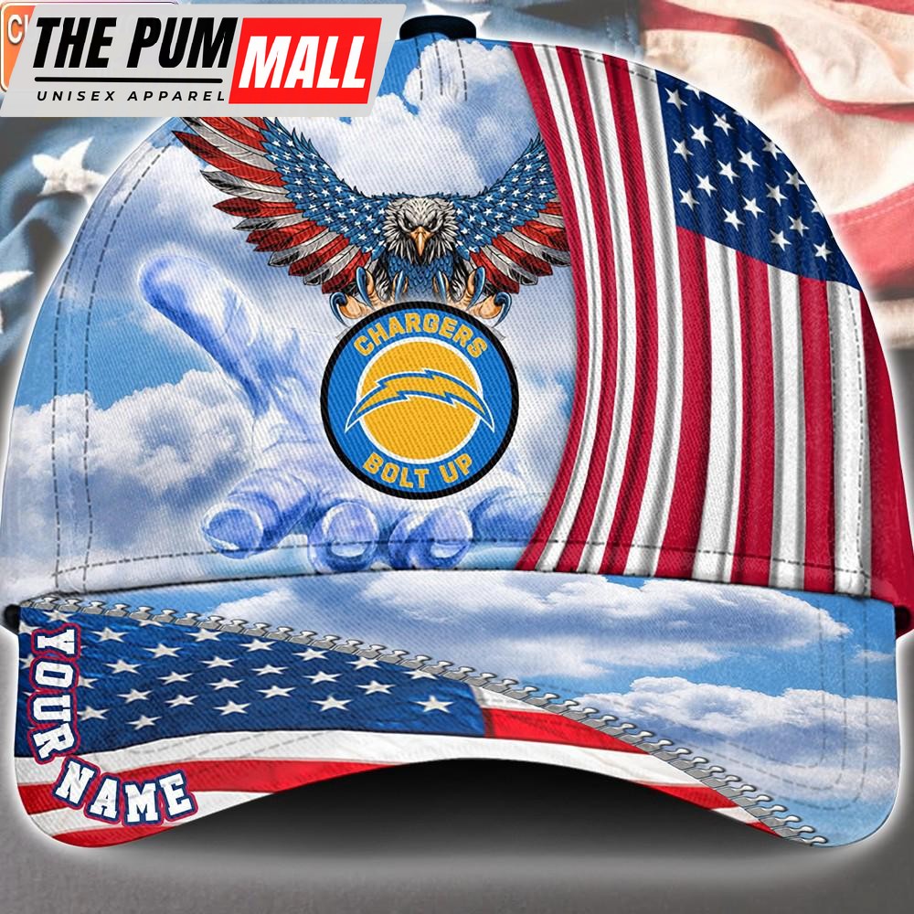 NFL Los Angeles Chargers Special American Flag Veterans Custom Cap