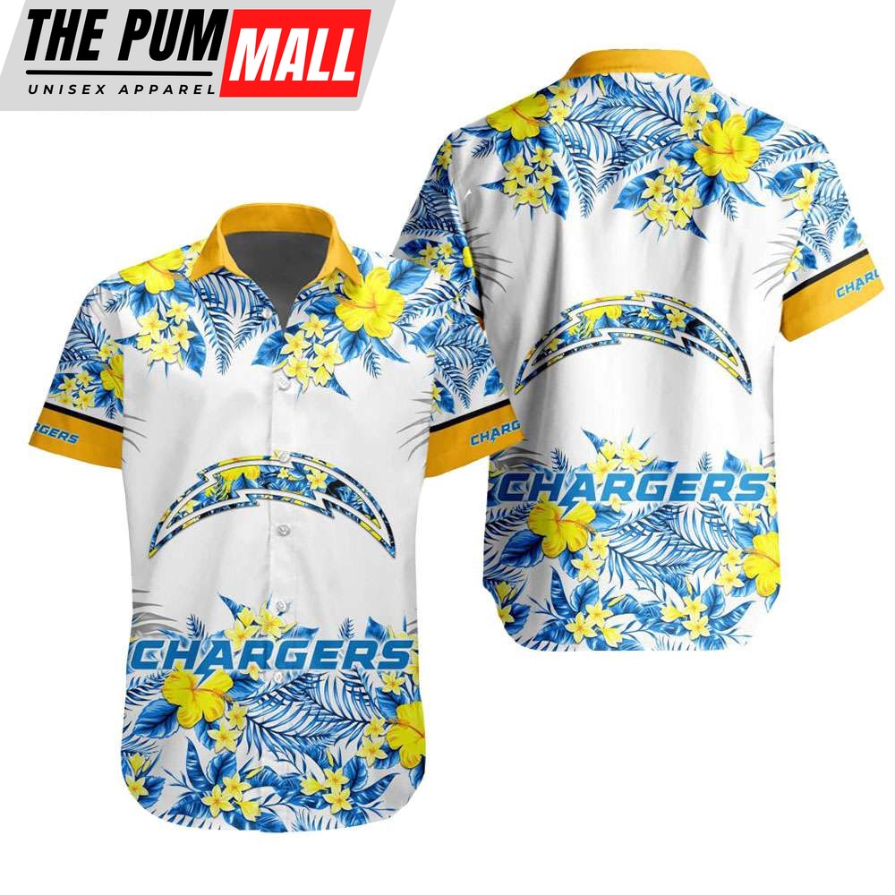 NFL Los Angeles Chargers Tropical Floral Hibiscus Hawaiian Shirt