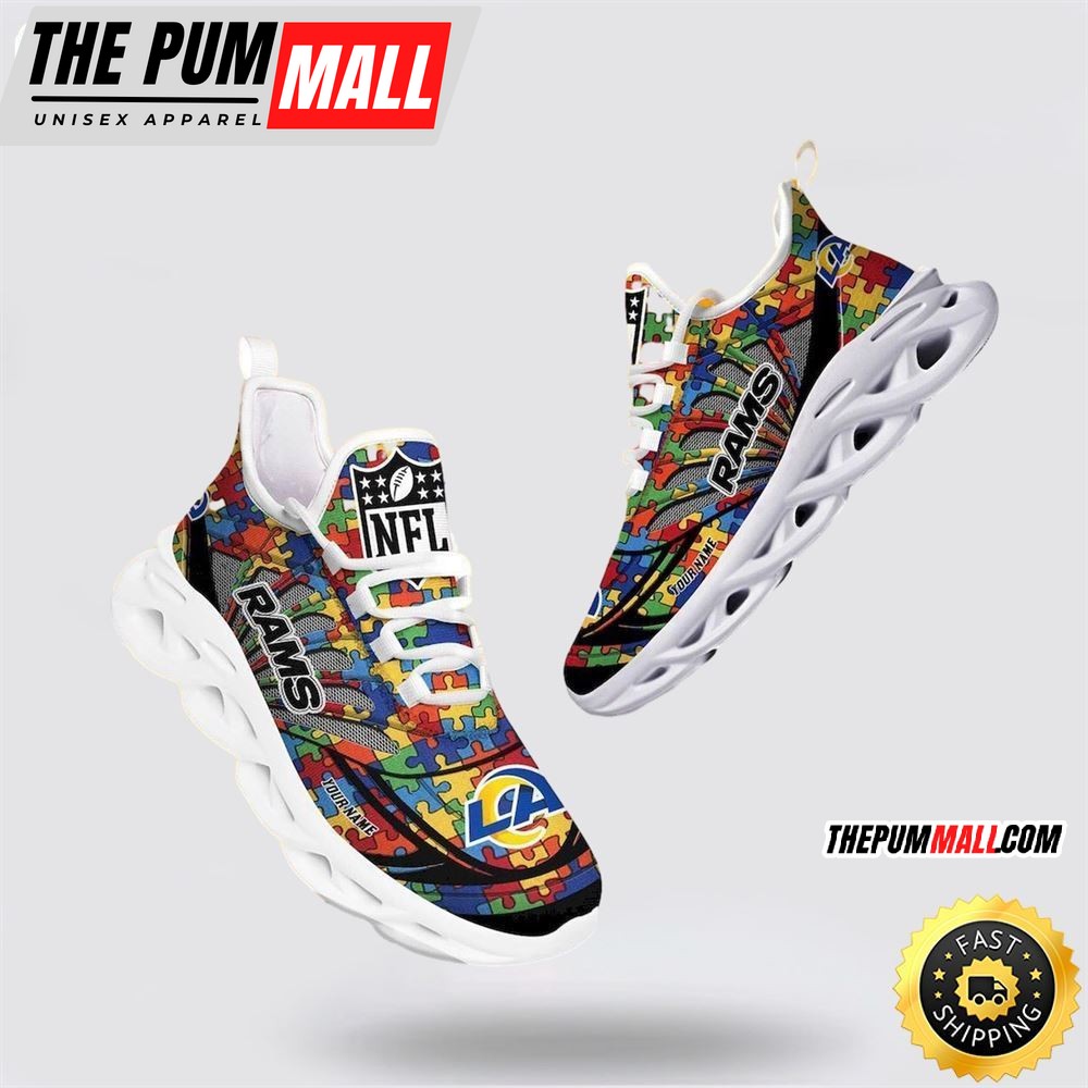 NFL Los Angeles Rams Autism Awareness Max Soul Shoes Perfect Gift For Football Fans