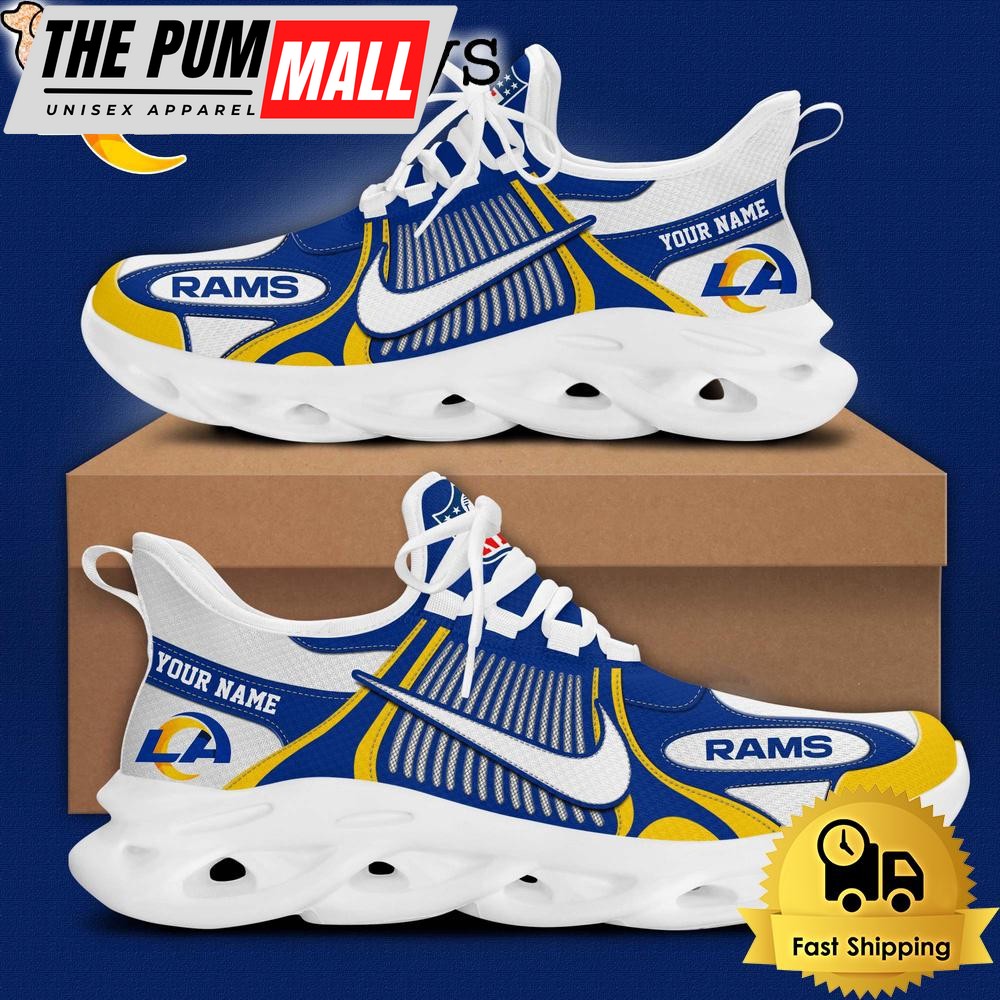 NFL Los Angeles Rams Blue White Stripes Logo Custom Clunky Max Soul Shoes