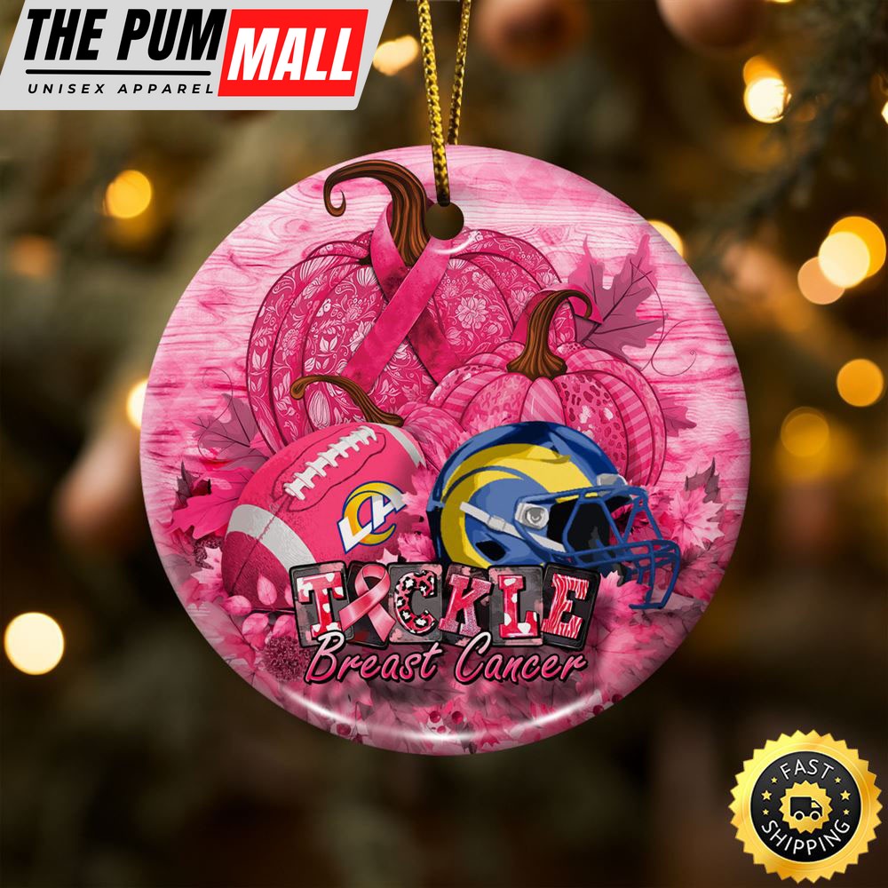 NFL Los Angeles Rams Breast Cancer And Sport Team Ceramic Ornament Limited Edition