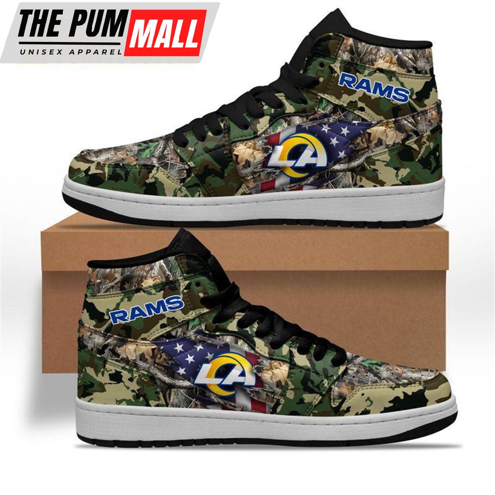 NFL Los Angeles Rams Camo Realtree Hunting Air Jd 1 Shoes Sneaker