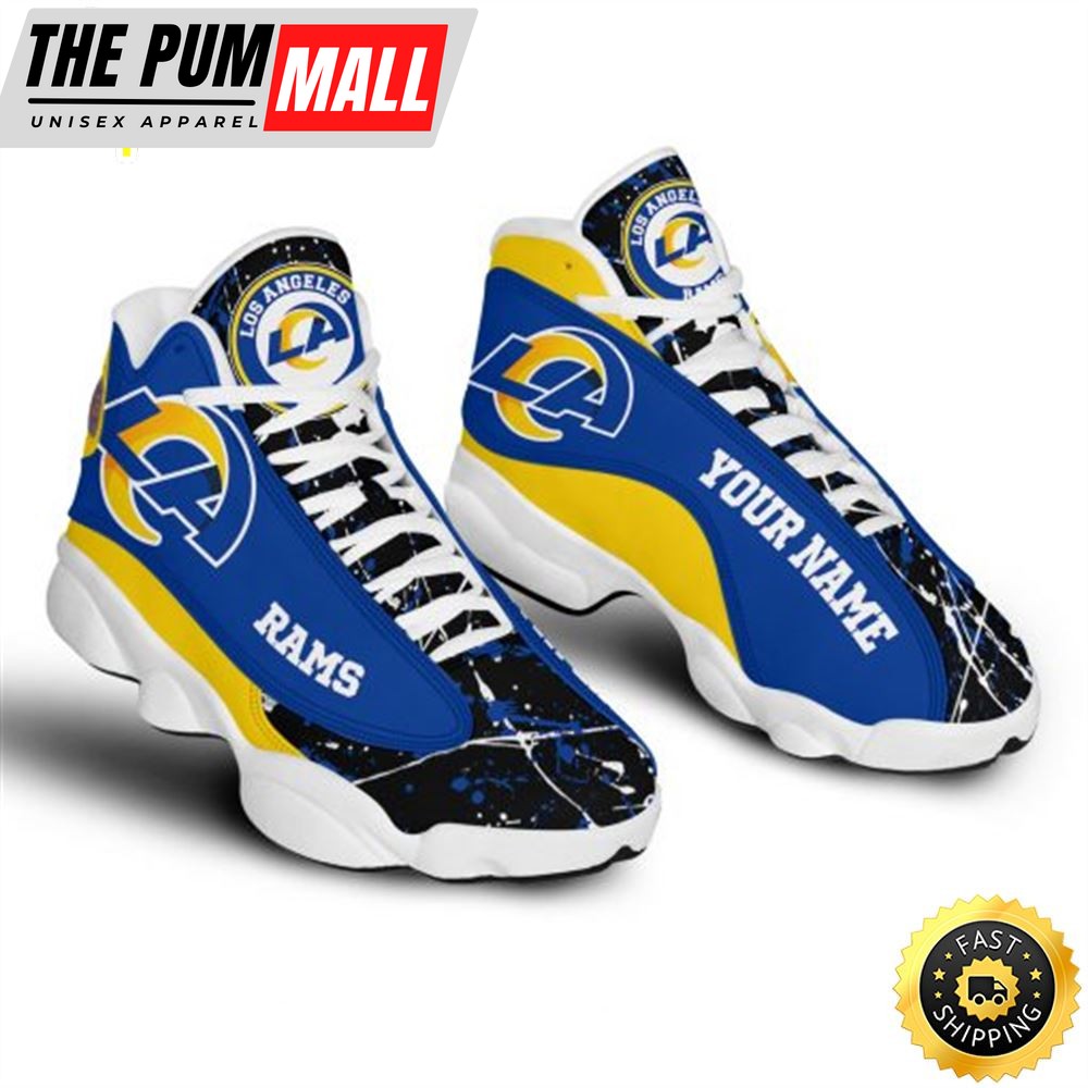 NFL Los Angeles Rams Custom Name Blue Black Yellow Version Air Jd 13 Shoes