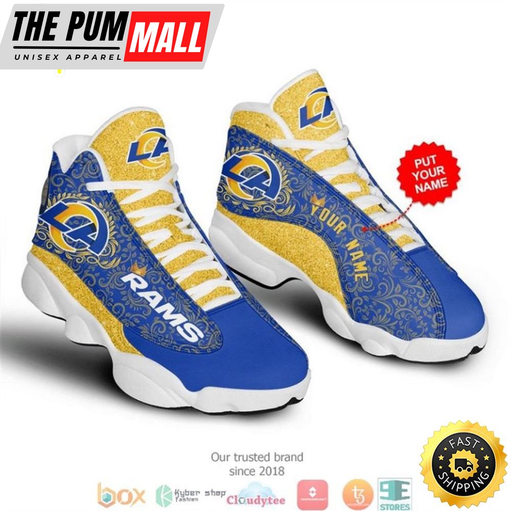 NFL Los Angeles Rams Custom Name Blue Yellow Air Jd 13 Shoes V2