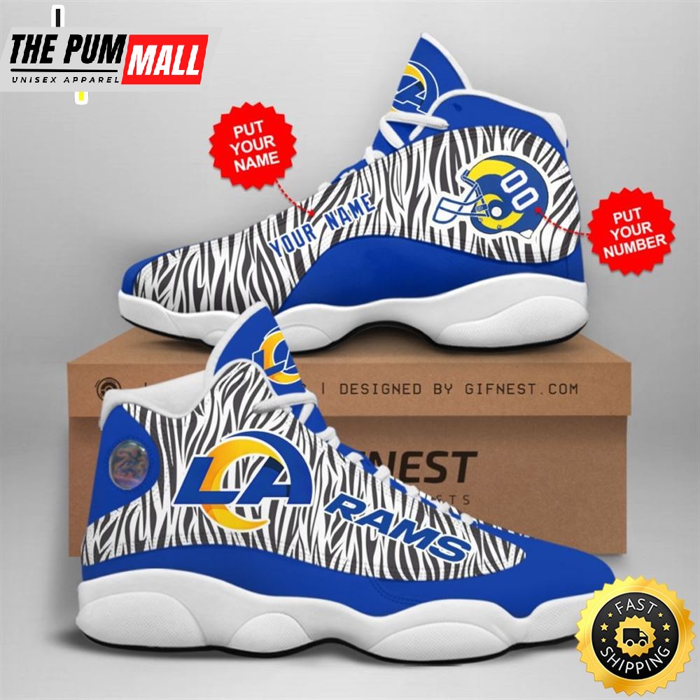 NFL Los Angeles Rams Custom Name Number Air Jd 13 Shoes V2