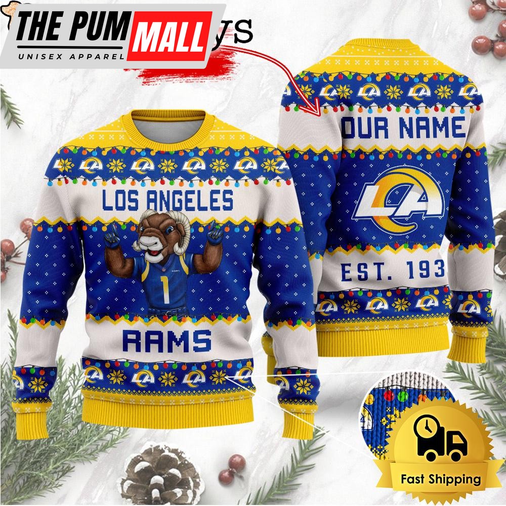 NFL Los Angeles Rams Cute Mascot Custom Ugly Christmas Sweater