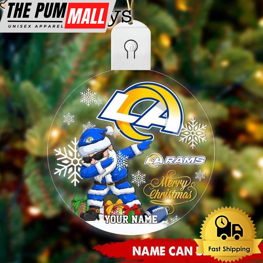 NFL Los Angeles Rams Dabbing Santa Custom Circle Led Acrylic Ornament Limited Edition