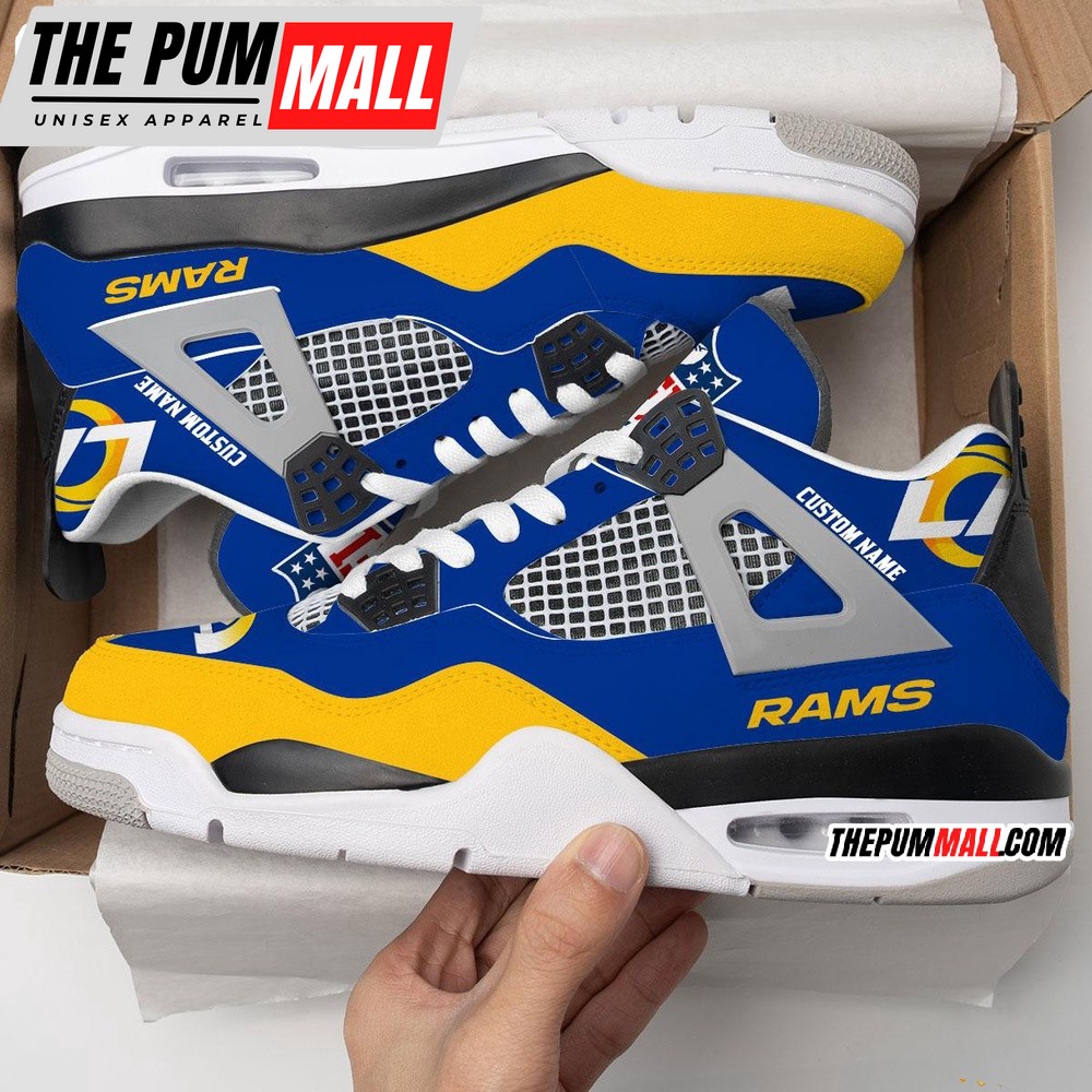 NFL Los Angeles Rams Football Team Air Jd 4 Shoes, Personalized AJ4 Sneaker