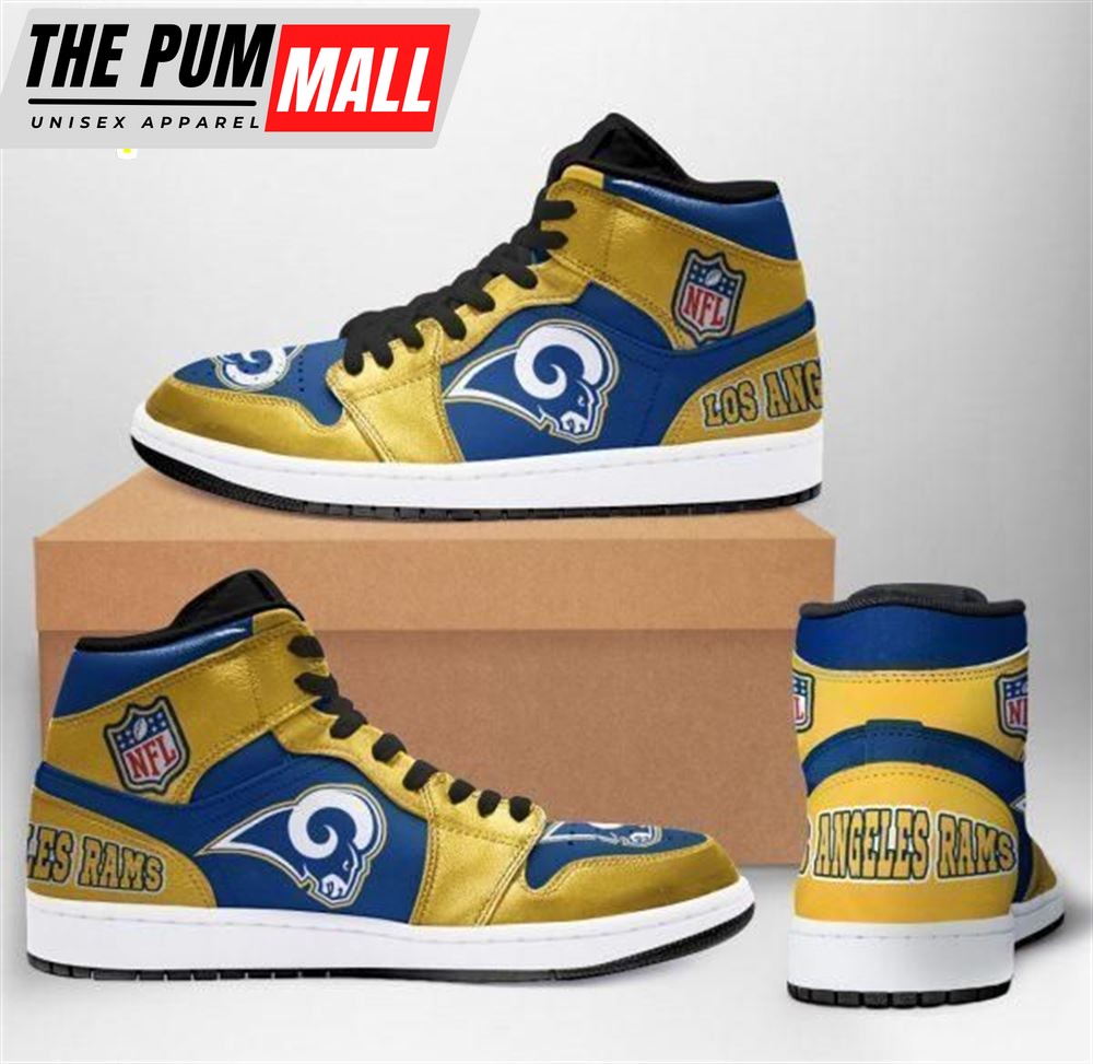 NFL Los Angeles Rams Golden Blue Custom Air Jd 1 High Sneakers