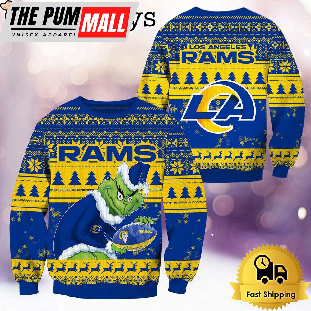 NFL Los Angeles Rams Grinch Custom Name Ugly Christmas Sweater