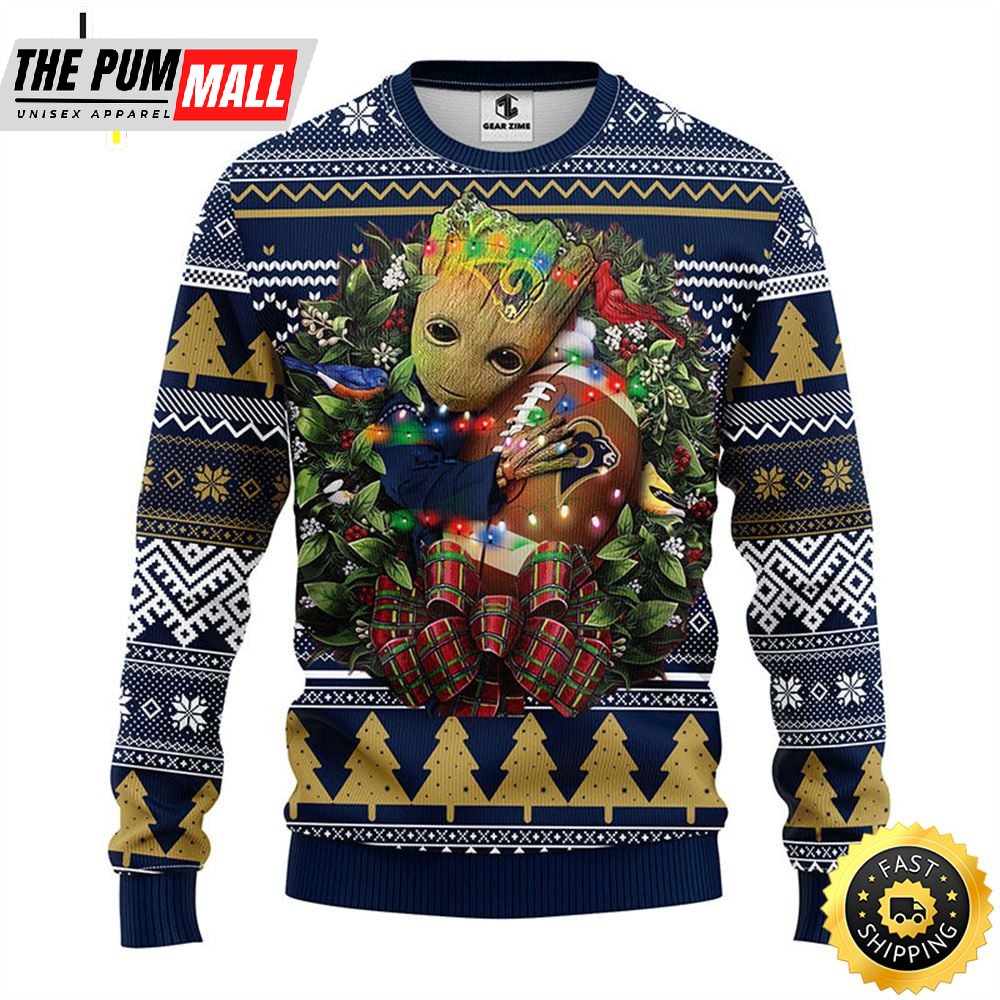 NFL Los Angeles Rams Groot Hug Christmas Ugly Sweater