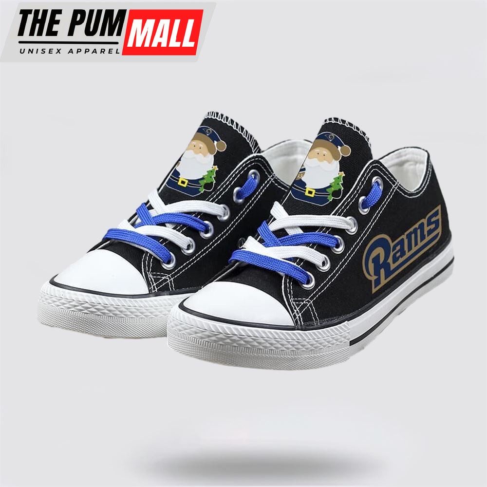 NFL Los Angeles Rams Low Top Canvas Print Chrismas Design Shoes Sport Sneakers