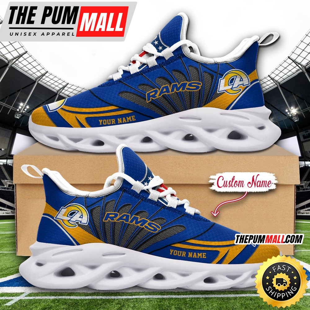NFL Los Angeles Rams Max Soul Shoes Custom Name Football Shoes Sports