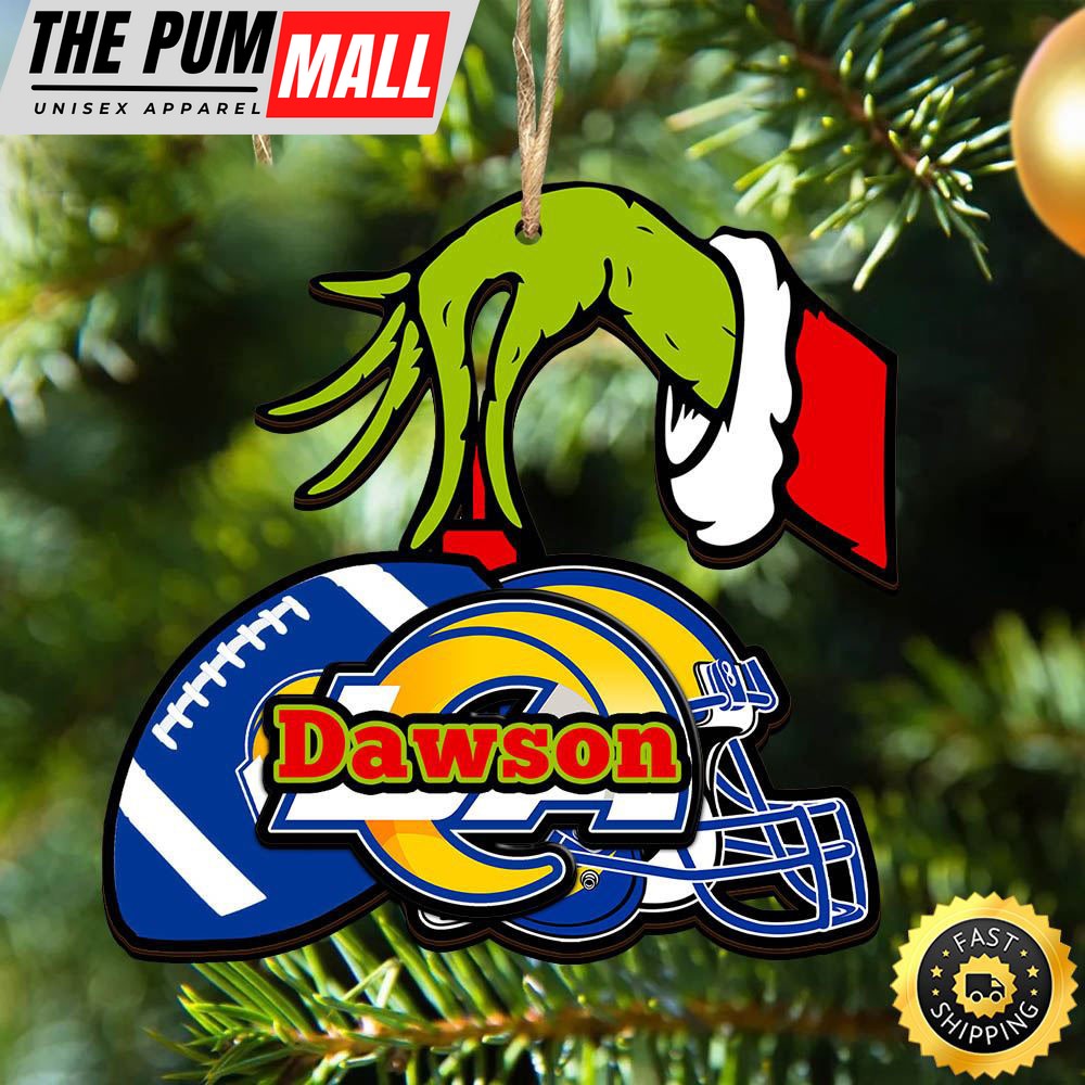 NFL Los Angeles Rams Personalized Your Name Grinch And Football Ornament Limited Edition