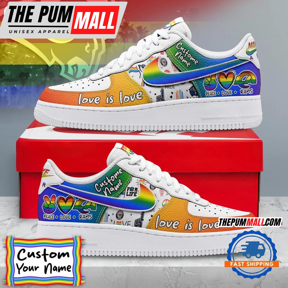 NFL Los Angeles Rams Pride Peace Love Rams Custom Air Force 1 Shoes Sneaker
