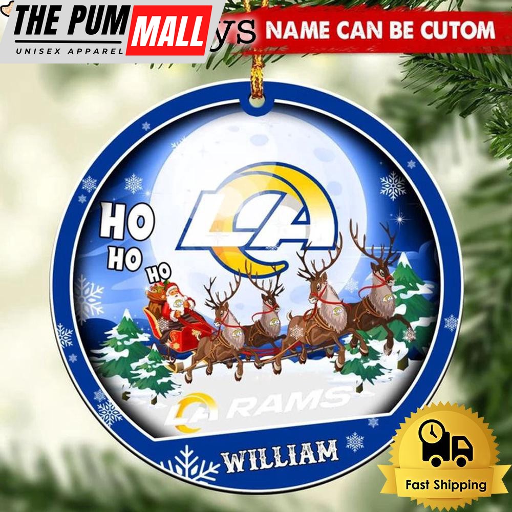 NFL Los Angeles Rams Santa And Reindeers Logo Team Custom Christmas Ornament Limited Edition