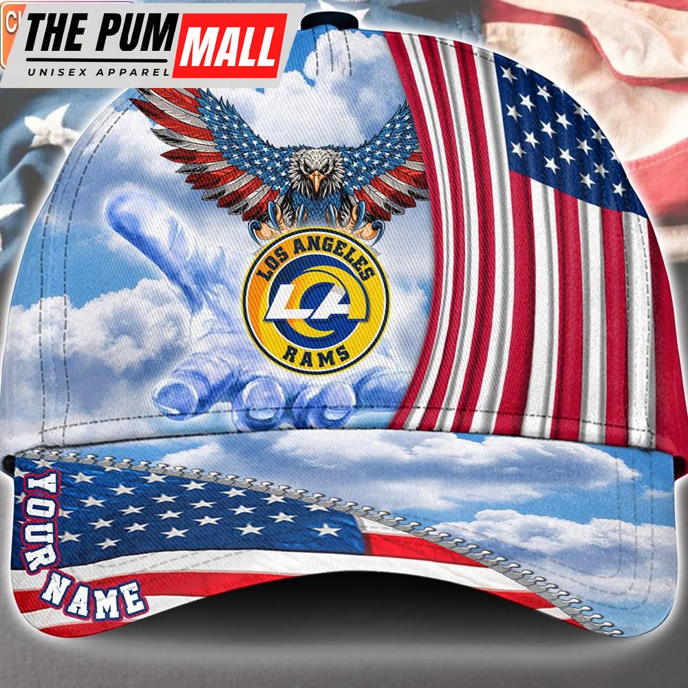 NFL Los Angeles Rams Special American Flag Veterans Custom Cap