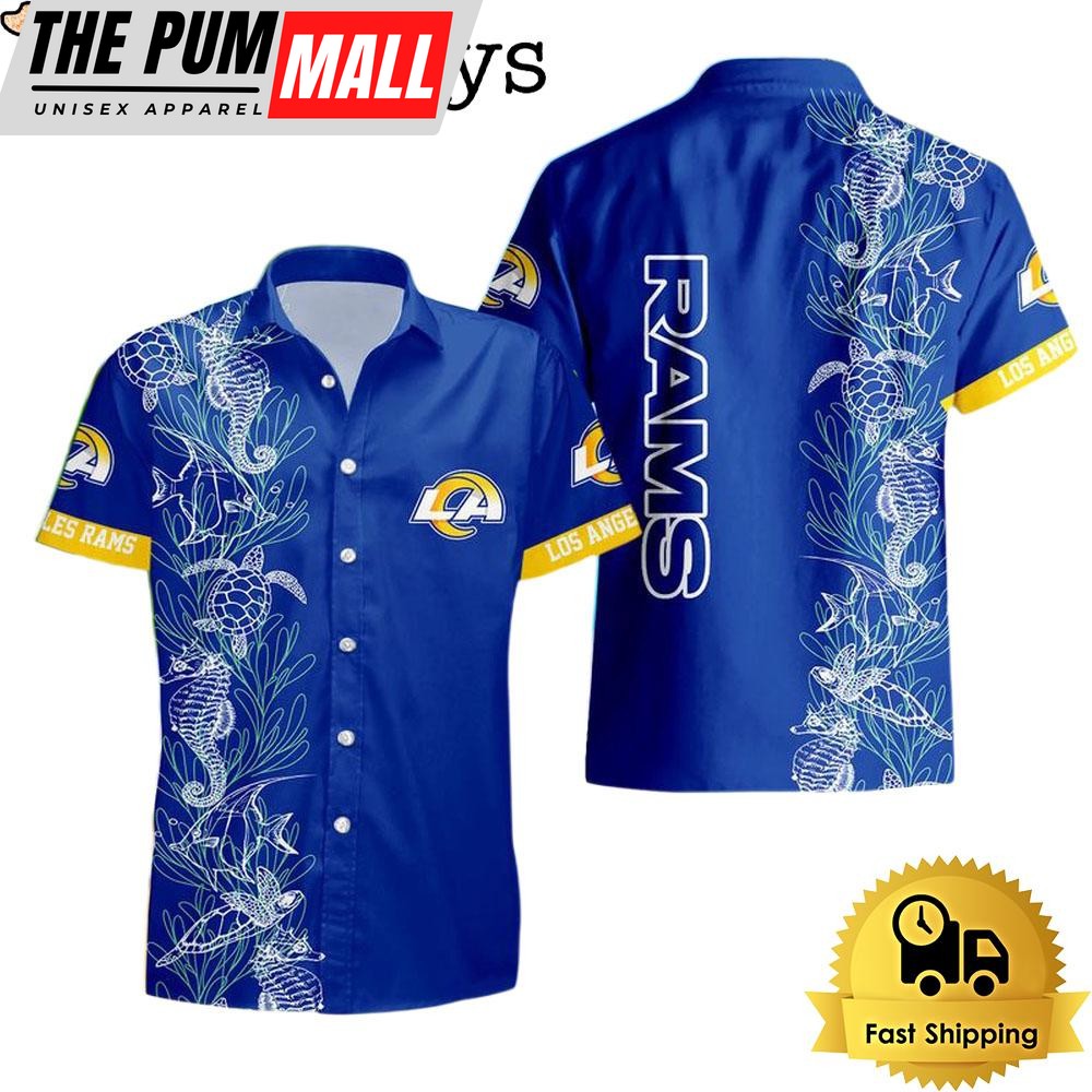NFL Los Angeles Rams Turtle Seaweed Pattern Hawaiian Shirt