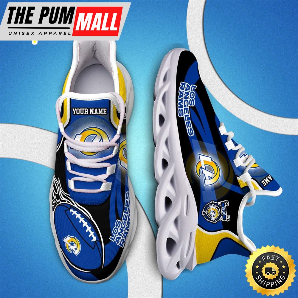 NFL Los Angeles Rams White C Sneakers Personalized Your Name