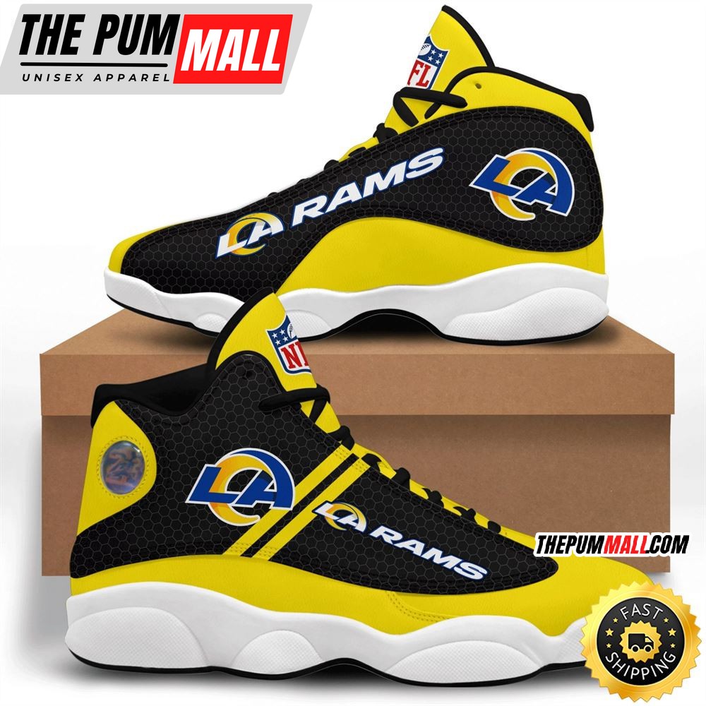 NFL Los Angeles Rams Yellow Black Stripes Air Jd 13 Shoes