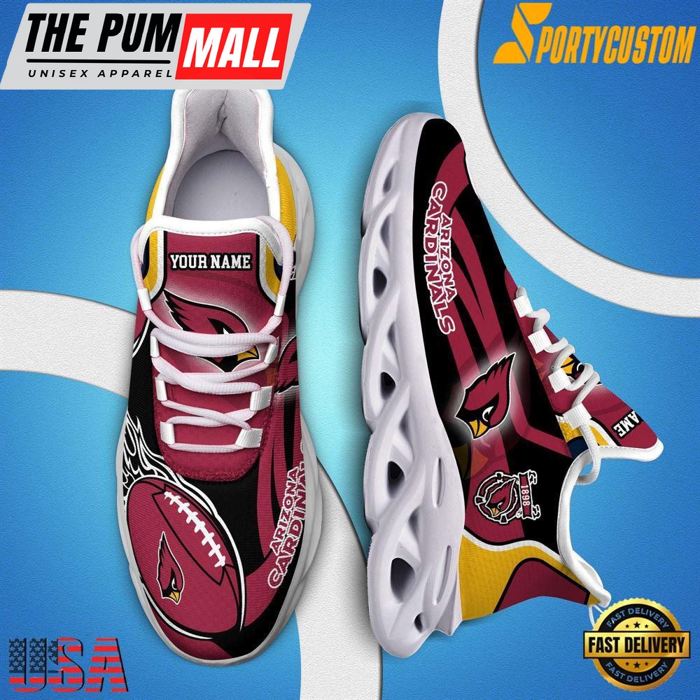 NFL Max Soul Shoes, Nfl Arizona Cardinals White Running Sneakers Shoes For Fans , NFL Fans Gifts